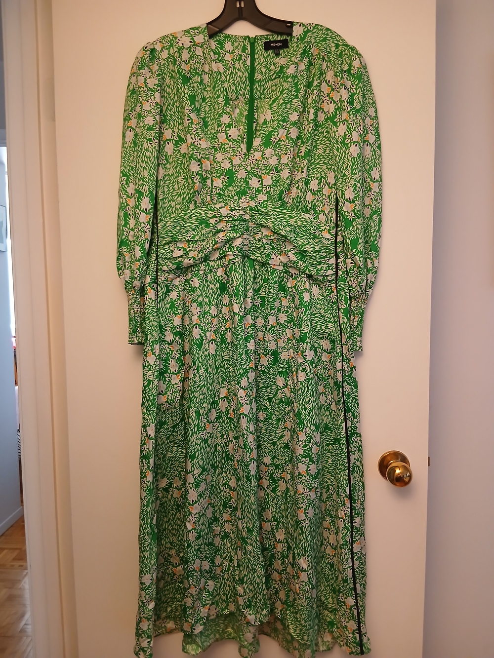 ME+EM Kyoto Garden Green Floral Twist-Waist Maxi Dress